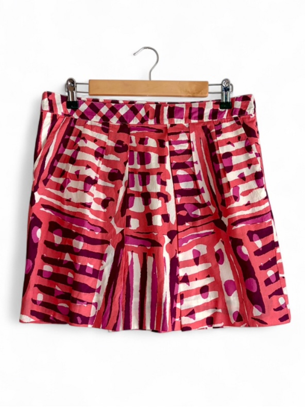NWT We Heart Vera Anthropologie 100% Cotton Pleated Mini Skirt Size 8